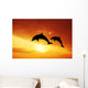 Dolphins at sunset Wall Mural
