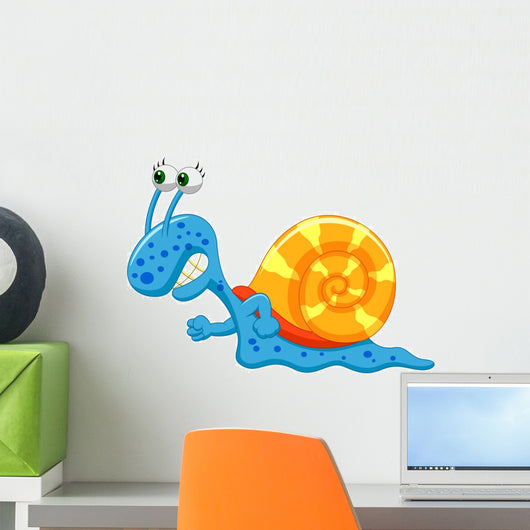Cute snail cartoon running Wall Decal
