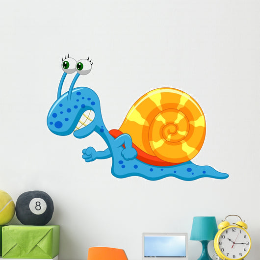 Cute snail cartoon running Wall Decal