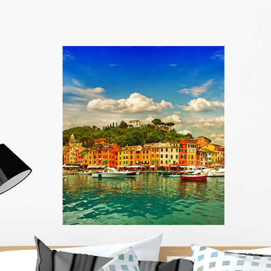 Portofino village on Ligurian coast, mediterranean sea Wall Mural