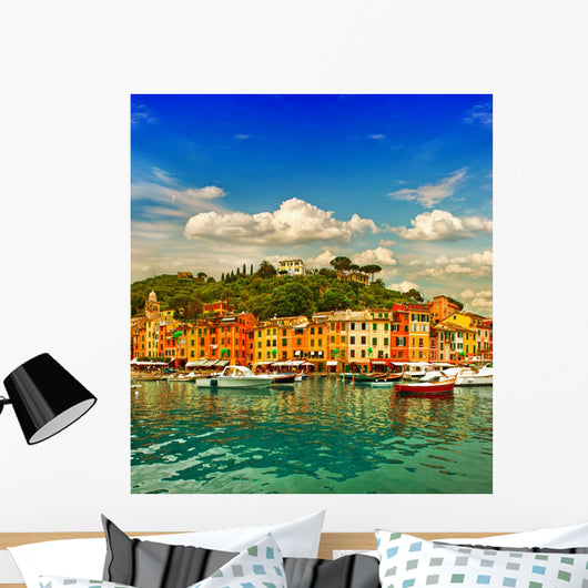 Portofino village on Ligurian coast, mediterranean sea Wall Mural