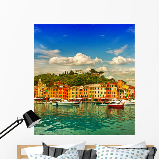 Portofino village on Ligurian coast, mediterranean sea Wall Mural
