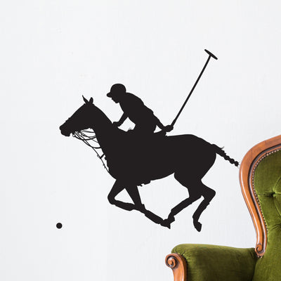 Polo Pony Silhouette Wall Decal shown on a wall