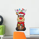 reindeer with santa claus hat and christmas lights Wall Decal