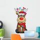 reindeer with santa claus hat and christmas lights Wall Decal