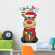 reindeer with santa claus hat and christmas lights Wall Decal