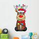 reindeer with santa claus hat and christmas lights Wall Decal