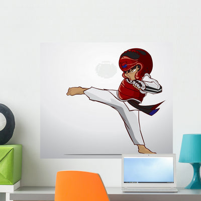 Taekwondo Martial Art Wall Decal shown on a wall
