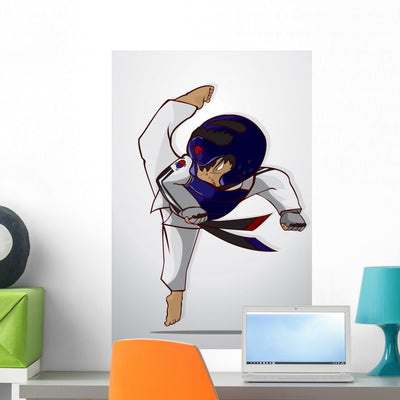 Taekwondo Martial Art Wall Mural shown on a wall