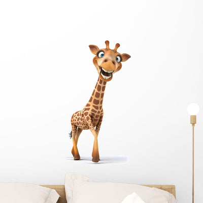 Fun Giraffe Wall Decal shown on a wall