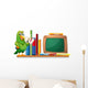 A Parrot above a Bookshelf with Books and an Empty Board Wall Decal