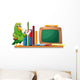 A Parrot above a Bookshelf with Books and an Empty Board Wall Decal