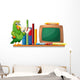 A Parrot above a Bookshelf with Books and an Empty Board Wall Decal