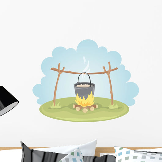 Pot with Food Fire Wall Mural