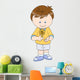 Little Boy with Flower - Vector Cartoon Illustration Wall Decal