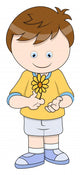 Little Boy with Flower - Vector Cartoon Illustration Wall Decal