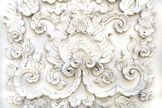 White Thai Art Stucco Wall Mural
