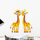 Cute Giraffe Cartoon Couple Wall Decal