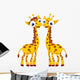 Cute Giraffe Cartoon Couple Wall Decal