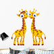 Cute Giraffe Cartoon Couple Wall Decal