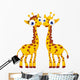 Cute Giraffe Cartoon Couple Wall Decal