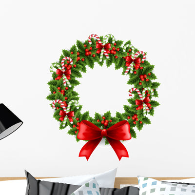 Christmas Wreath Wall Decal shown on a wall