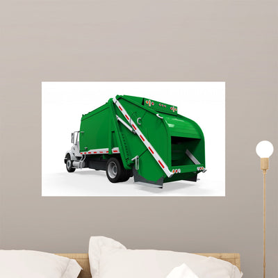 Garbage Truck Wall Decal shown on a wall