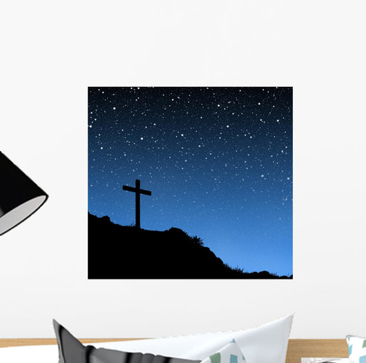 Cross Under Stars Wall Mural
