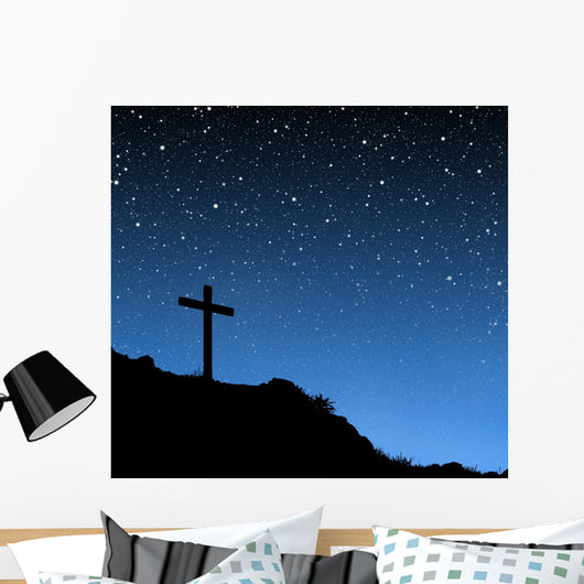 Cross Under Stars Wall Mural