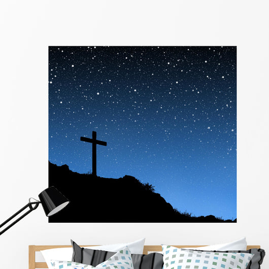 Cross Under Stars Wall Mural