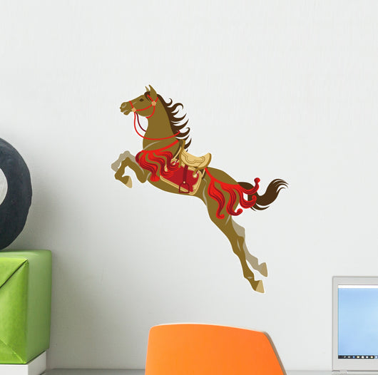 The Jumping horse which wearing Japanese retro costume Wall Decal