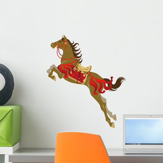 The Jumping horse which wearing Japanese retro costume Wall Decal