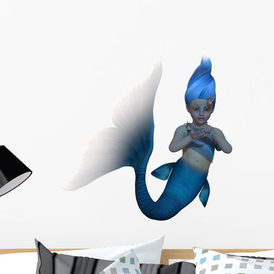 Turquoise Mermaid Baby White shown on a wall