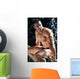 Muscular Wet Bodybuilder Sitting on Railing Wall Mural