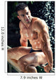 Muscular Wet Bodybuilder Sitting on Railing Wall Mural