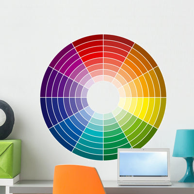 Color Wheel 96 Colors Wall Decal shown on a wall