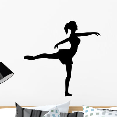 Silhouette Ballet Dancer Wall Decal shown on a wall