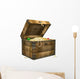 3d the wooden box, filled with gold coins Wall Decal