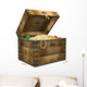 3d the wooden box, filled with gold coins Wall Decal