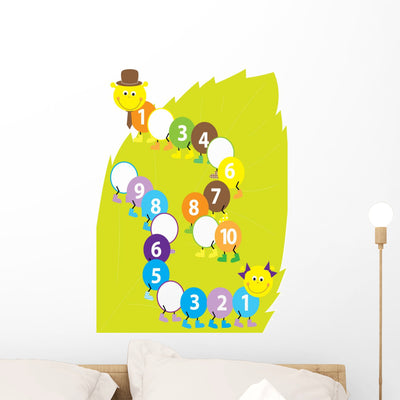 Math Caterpillars Missing Numbers Wall Decal shown on a wall