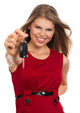 Happy Blonde Holding Car Wall Decal