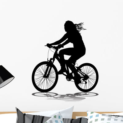 Cyclist Wall Decal shown on a wall