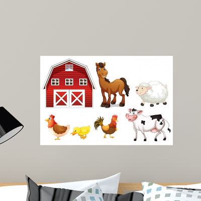 Farm Animals Wall Decal shown on a wall