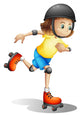 Young Girl Roller Skating Wall Decal