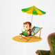 Monkey Reading Book Beach Wall Decal