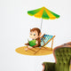 Monkey Reading Book Beach Wall Decal