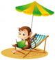 Monkey Reading Book Beach Wall Decal