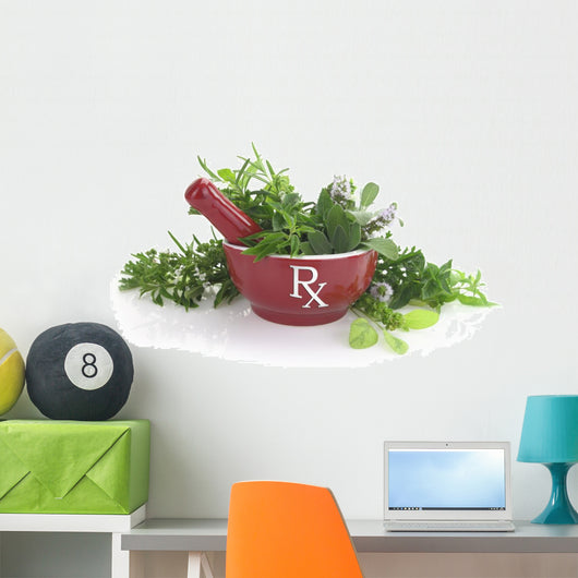 Porcelain Mortar with Rx Wall Decal