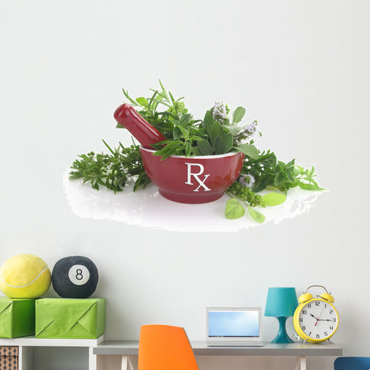 Porcelain Mortar with Rx Wall Decal