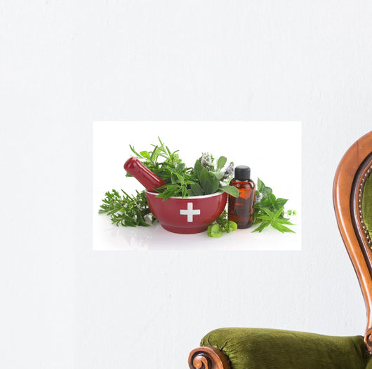 Mortar with Medicine Cross Wall Decal